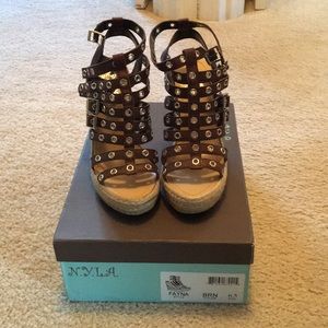 NYLA Fayna Brown Leather Shoes
